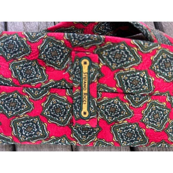 Stefano Ricco Men's Italian 100% Silk Vintage Red Geometric Luxury Tie - Picture 5 of 7